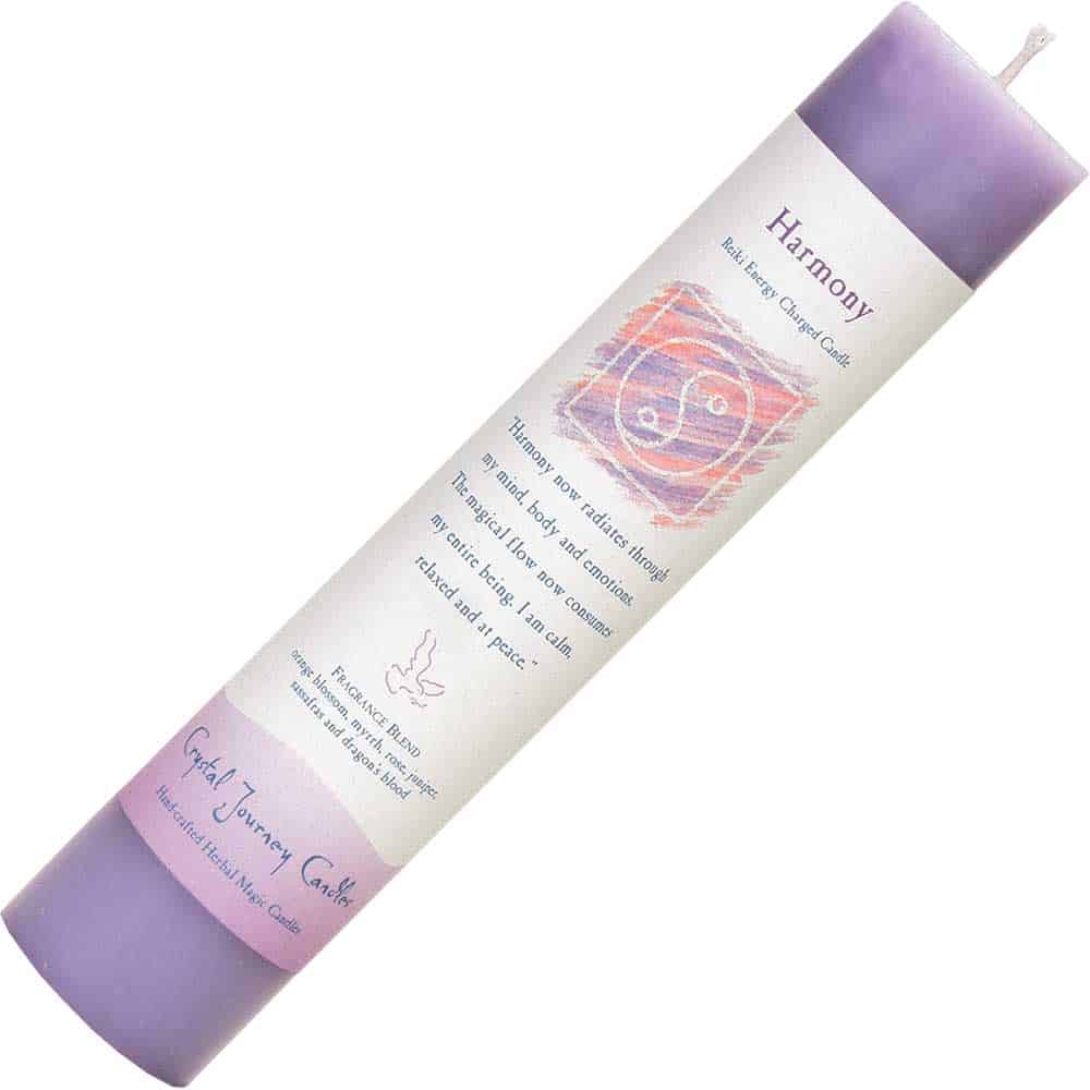 7″ Crystal Journey Herbal Magic Reiki Charged Pillar Harmony Candle Inspirit Crystals