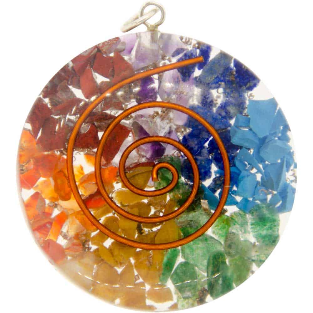 Orgone Spiral Chakra Circle Pendant