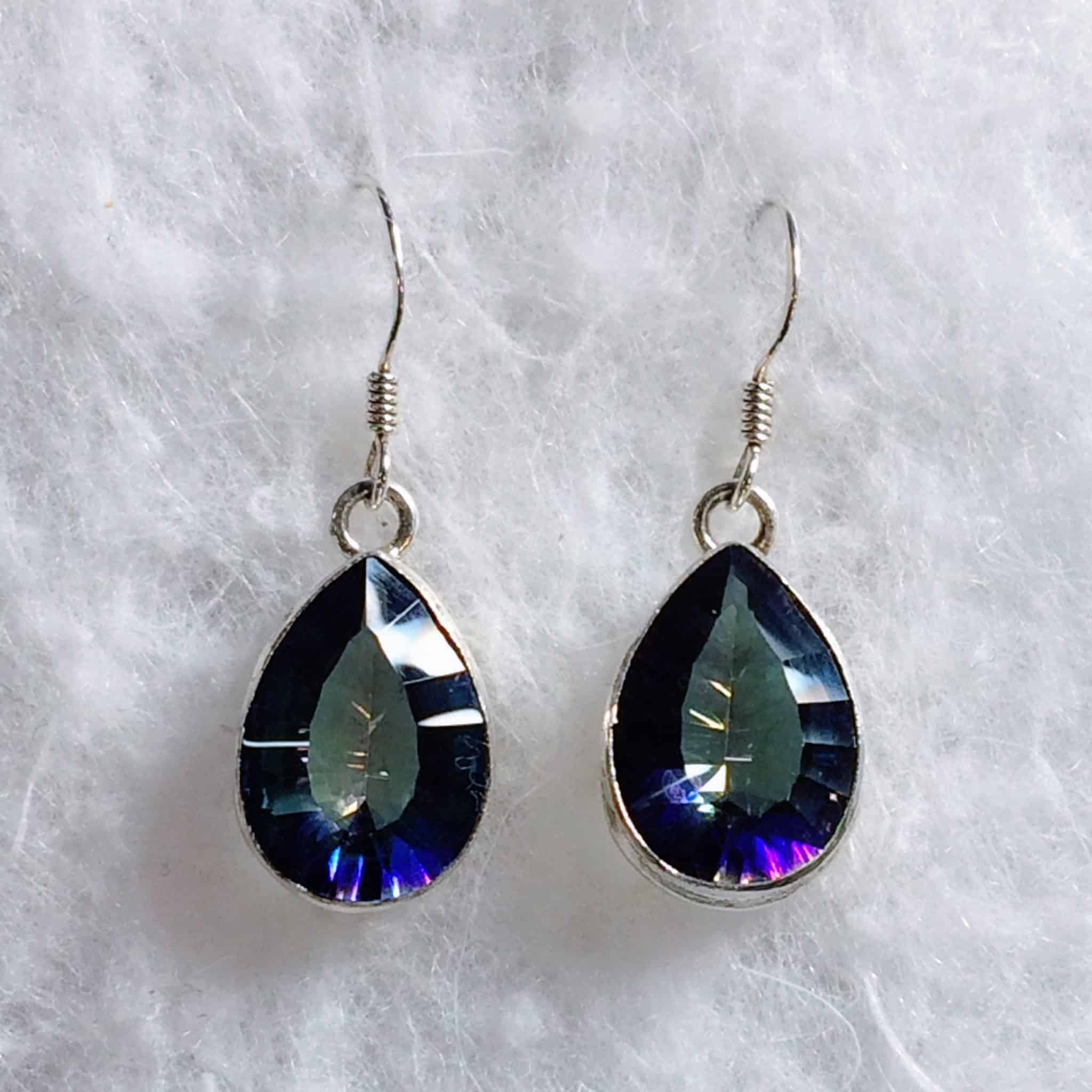 Mystic Topaz Faceted Teardrop Earrings Sterling Silver Inspirit Mystic Topaz Faceted Teardrop Earrings