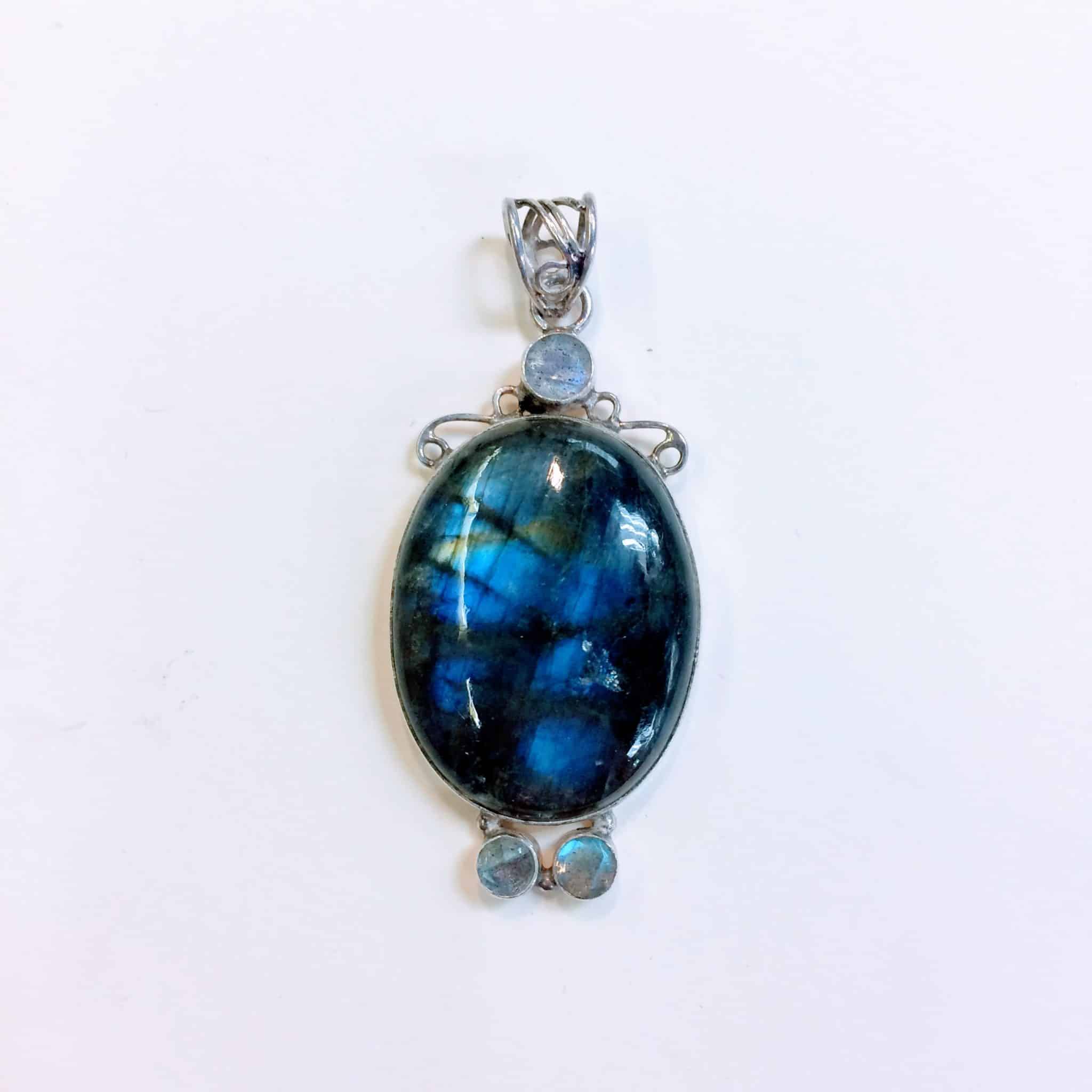 Labradorite Multi Stone Oval Pendant Sterling Silver Inspirit Inspirit Crystals