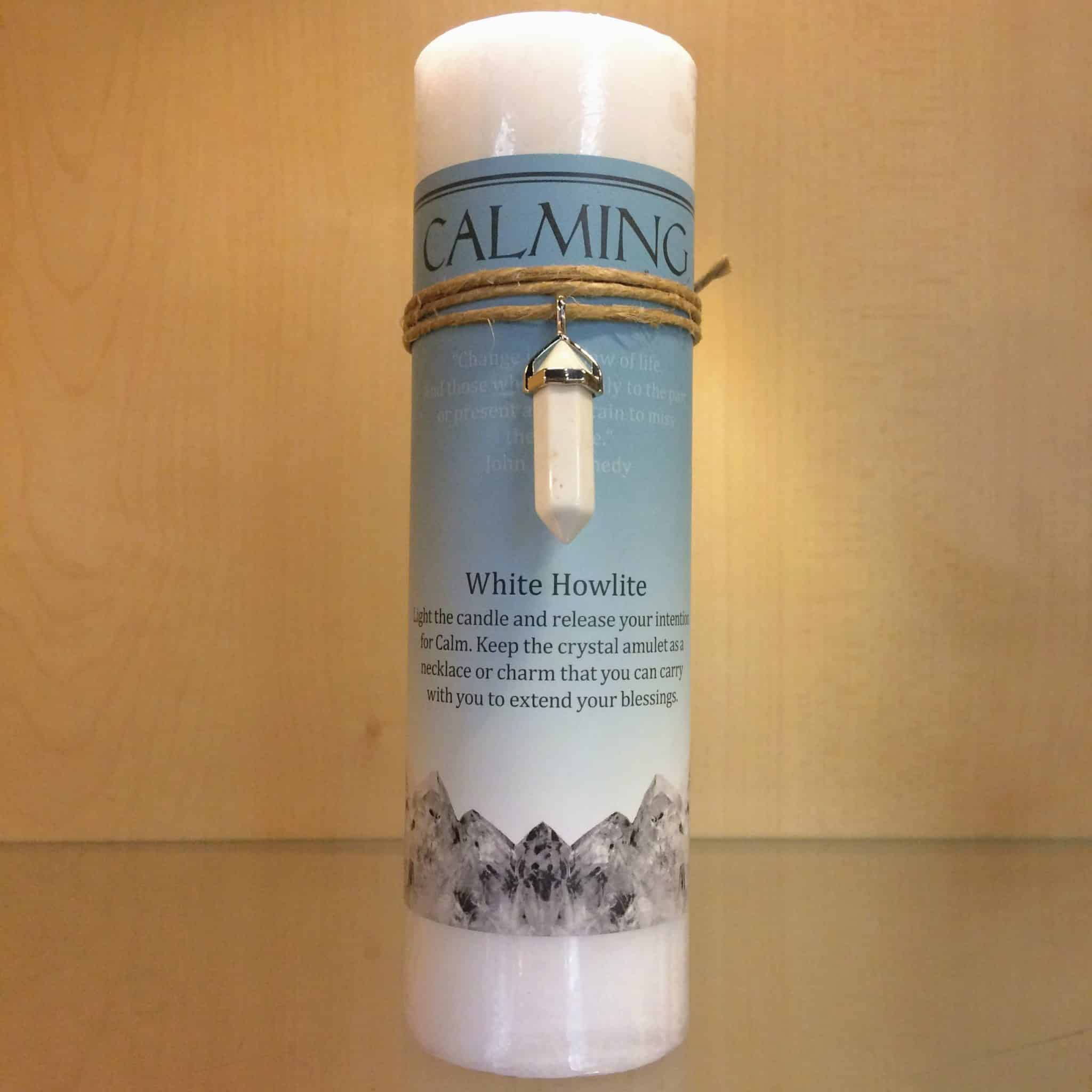 Crystal Energy 6″ Charm Candle Calming (White Howlite) Inspirit