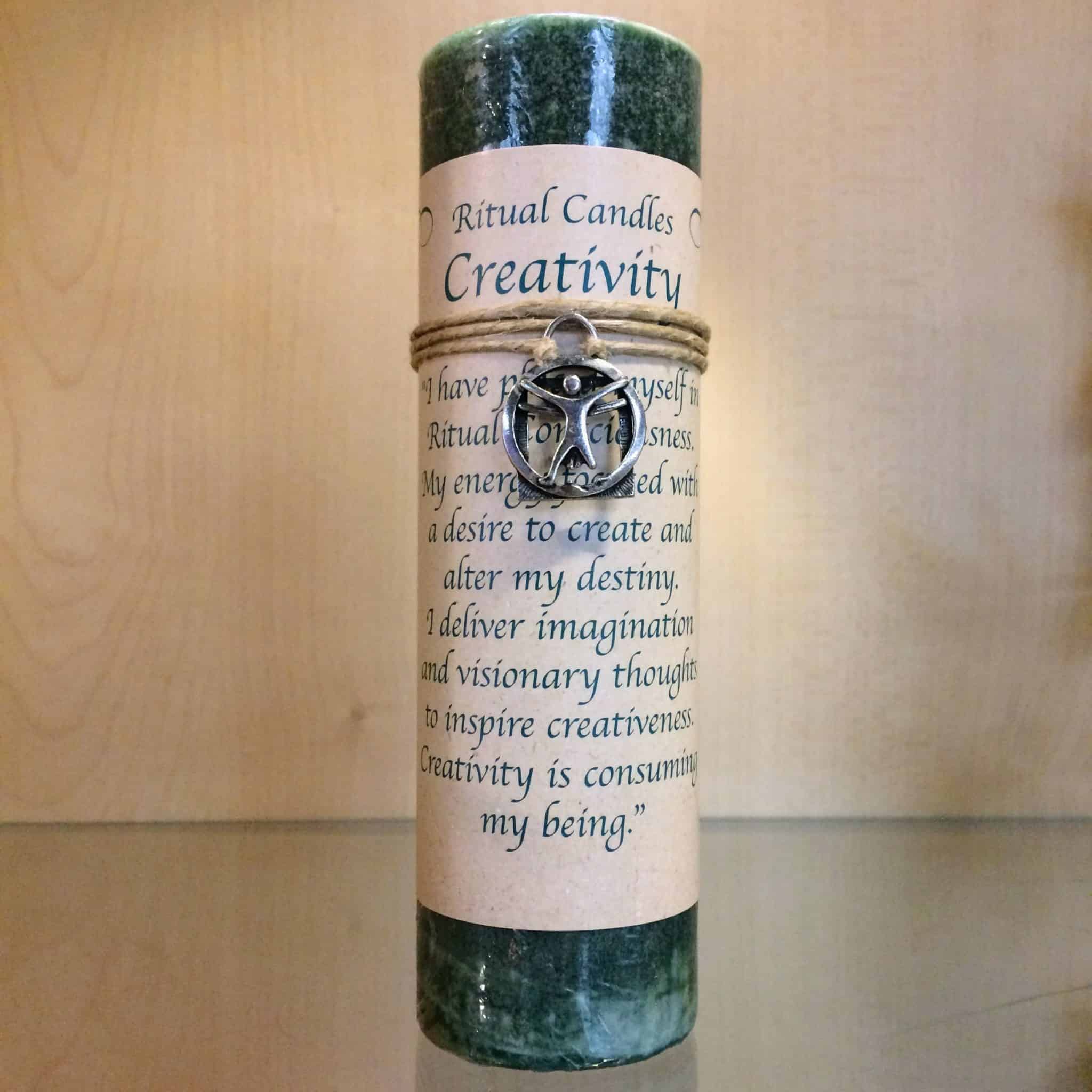 6″ Ritual Charm Candle Creativity Inspirit Crystals