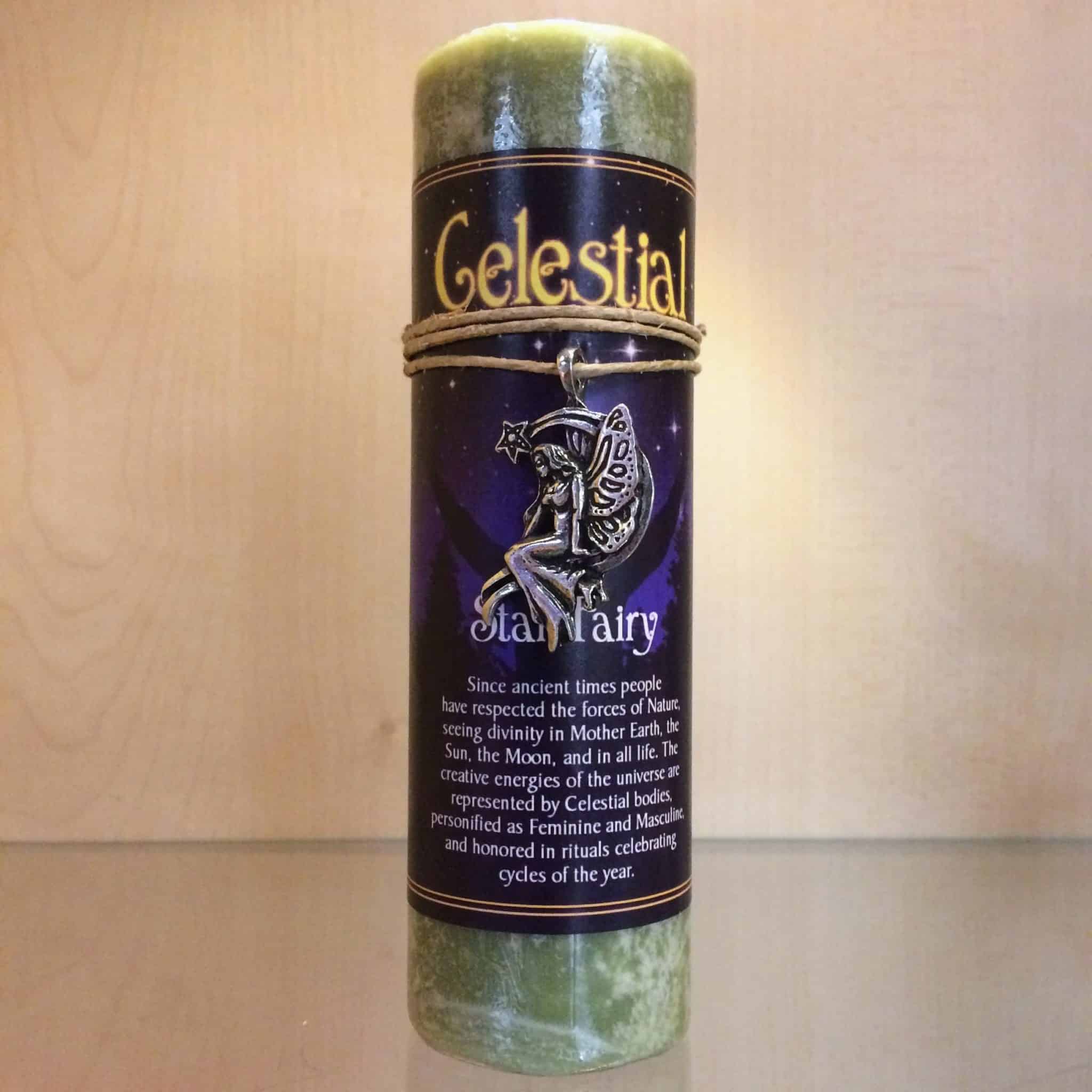 Celestial 6″ Charm Candle Star Fairy Inspirit Crystals