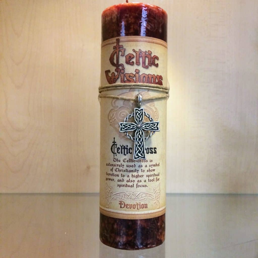 Celtic Visions 6″ Charm Candle Celtic Cross (Devotion) Inspirit