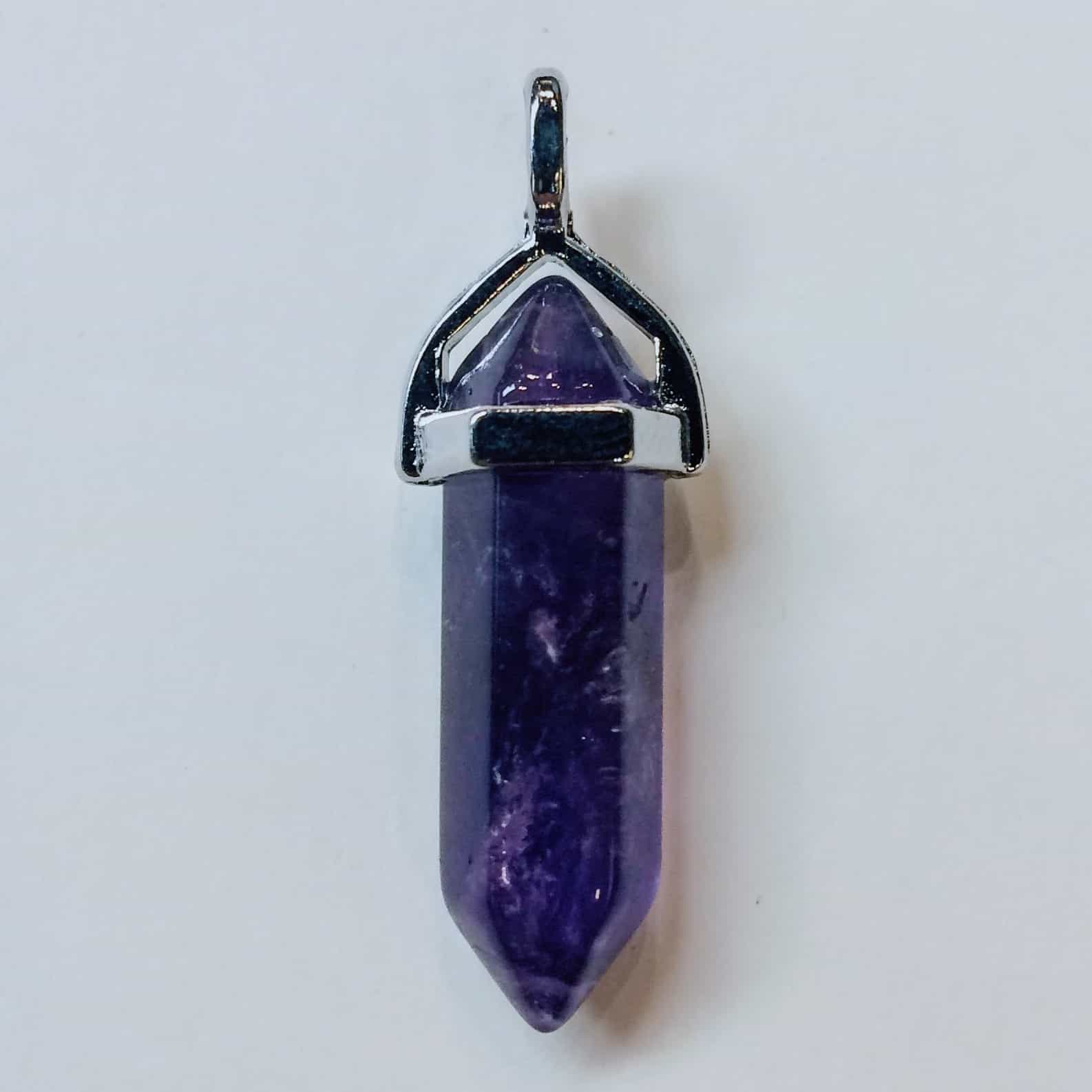 Amethyst Double-Terminated Point Pendant (Stainless Steel) | Inspirit ...