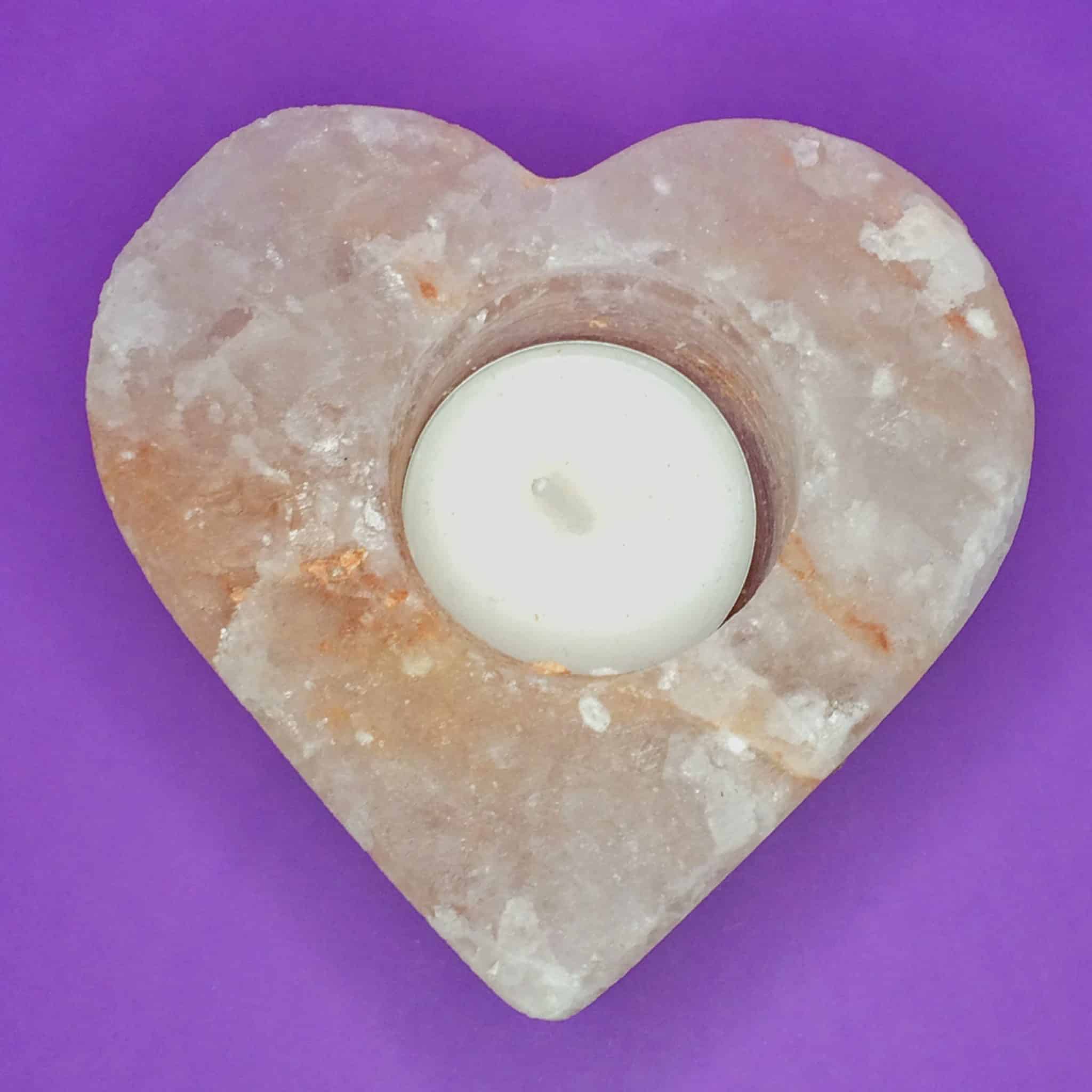 Himalayan Salt Heart Tealight Candle Holder Inspirit Crystals