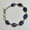 Blue Sapphire Faceted Oval Bracelet (Sterling Silver)