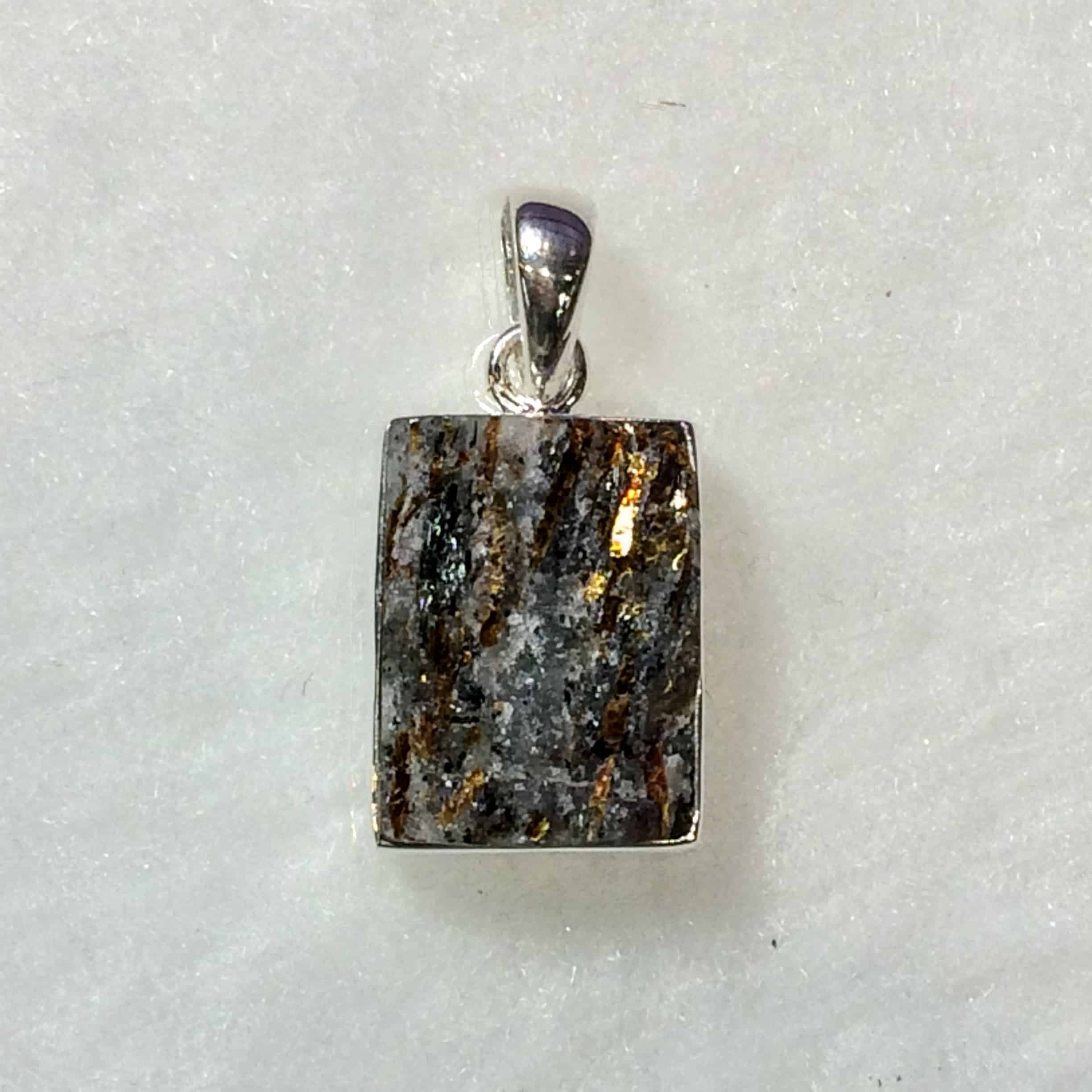 Astrophyllite Rough Rectangle Pendant (Sterling Silver) | Inspirit Crystals
