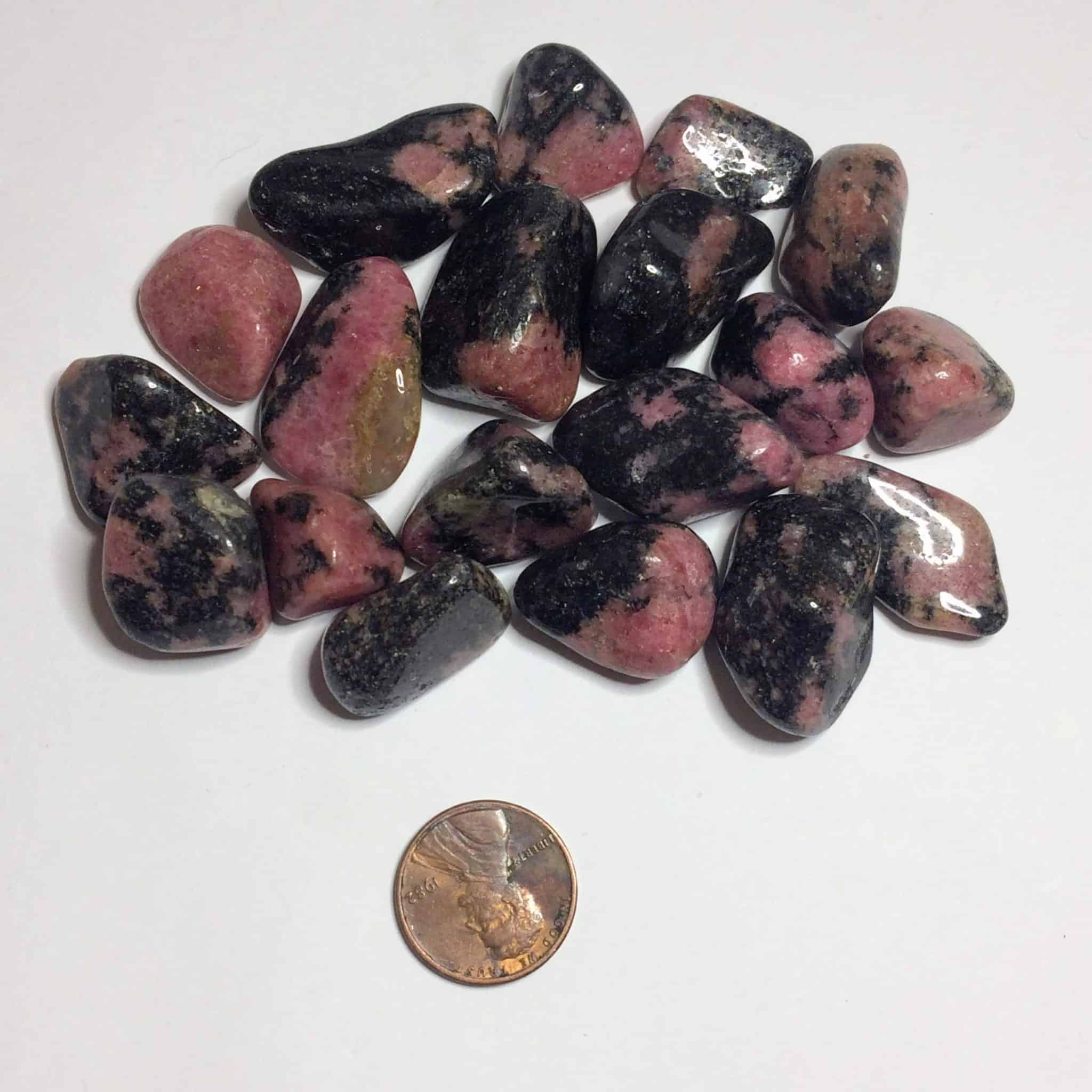 1 Rhodonite Tumbled Crystal Specimen with Description Card Details about   