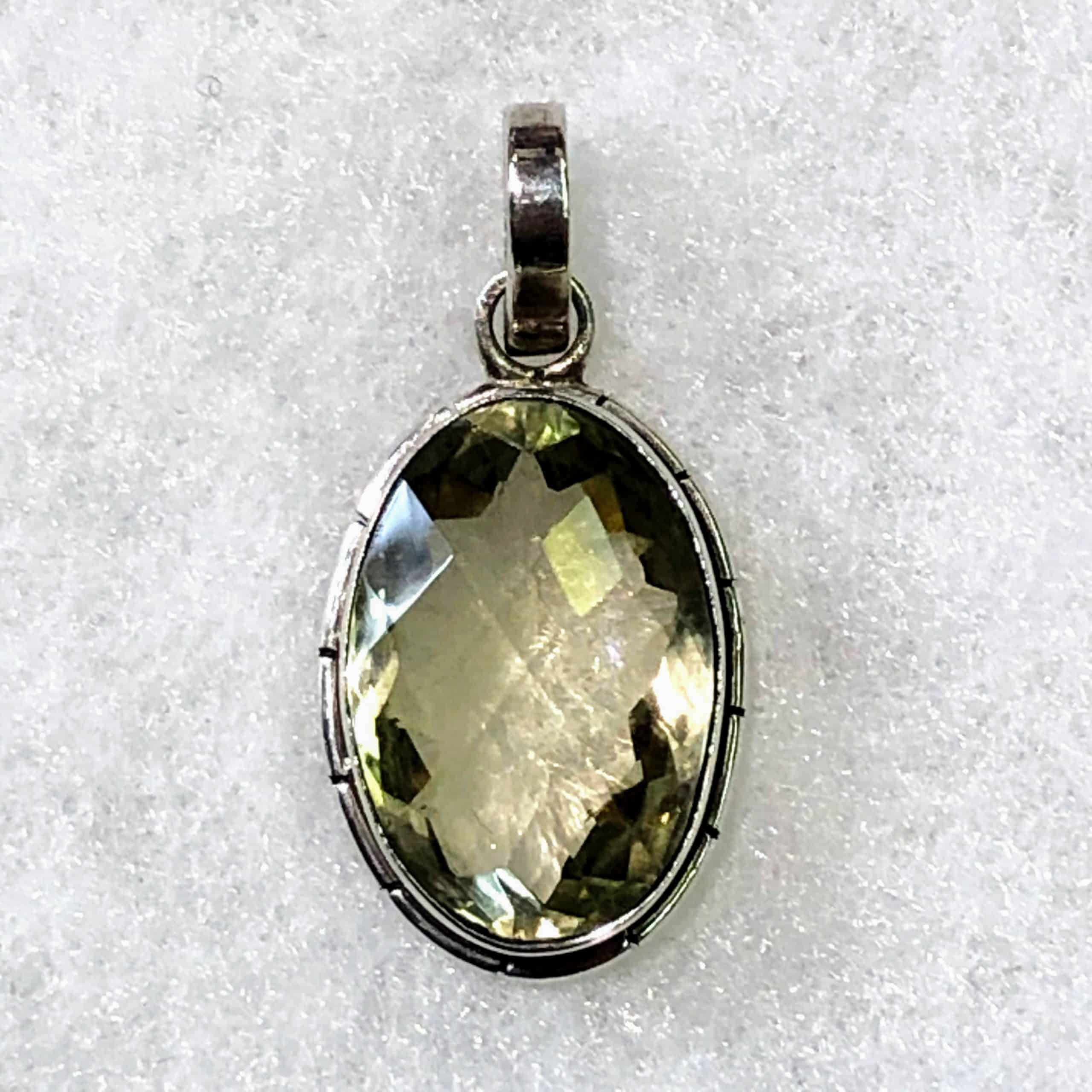 2.2cm Citrine Faceted Oval Pendant (Sterling Silver) | Inspirit Crystals