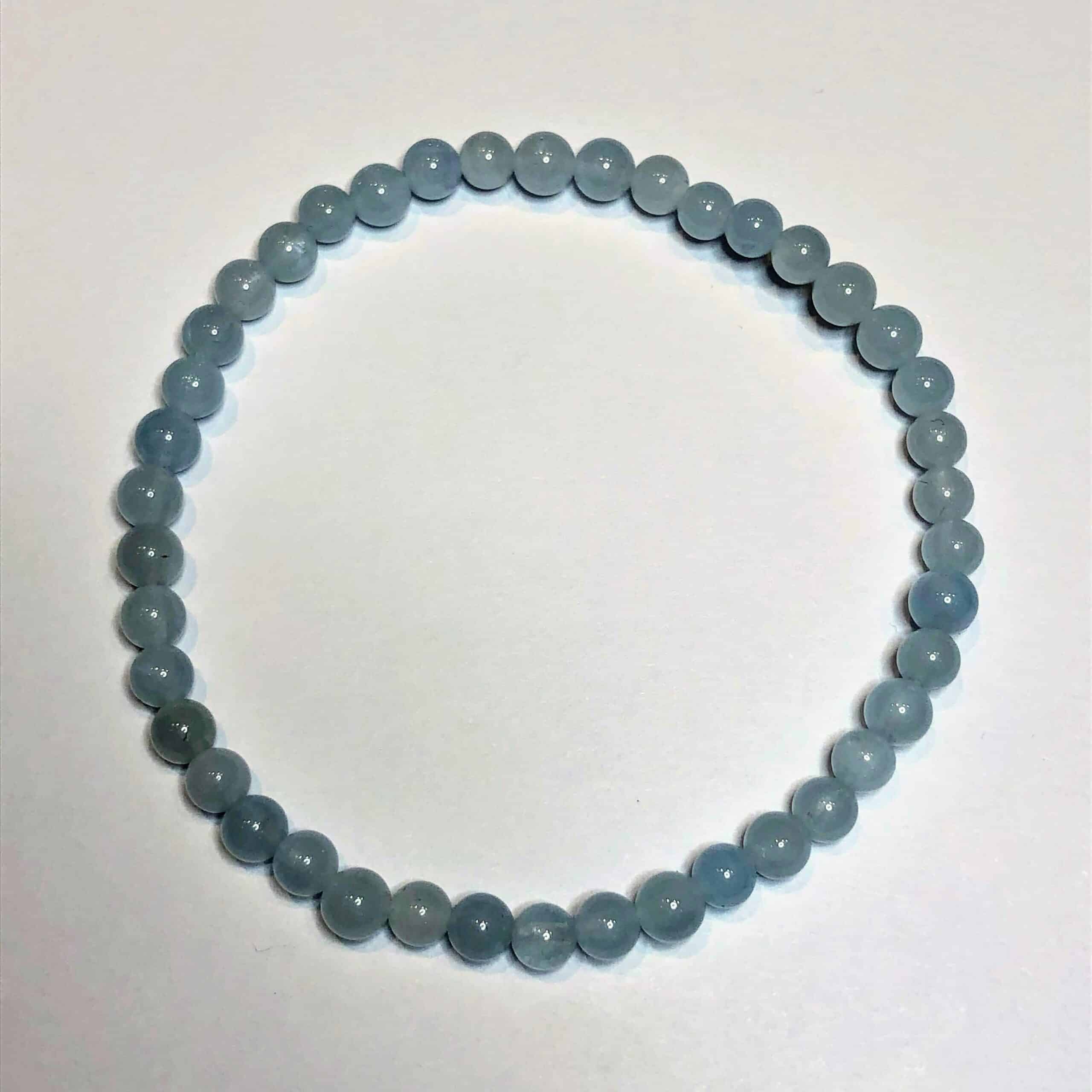 4mm Aquamarine Beaded Bracelet | Inspirit Crystals